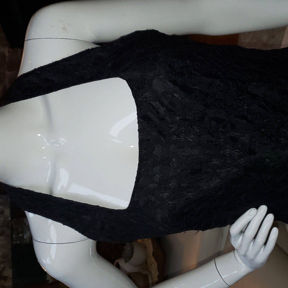 Liz Claiborne petite collection black lace halter midi dress size 8P - Picture 3 of 17